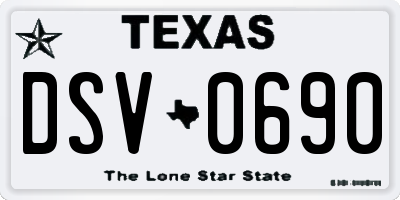 TX license plate DSV0690
