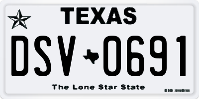 TX license plate DSV0691