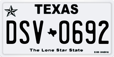 TX license plate DSV0692
