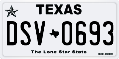 TX license plate DSV0693