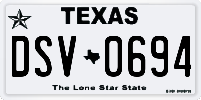 TX license plate DSV0694