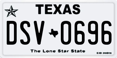 TX license plate DSV0696