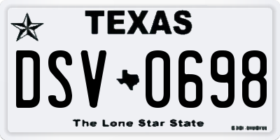 TX license plate DSV0698