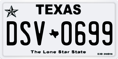 TX license plate DSV0699