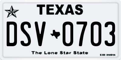 TX license plate DSV0703