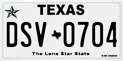 TX license plate DSV0704
