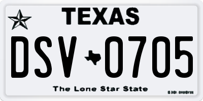 TX license plate DSV0705