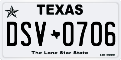 TX license plate DSV0706