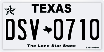 TX license plate DSV0710