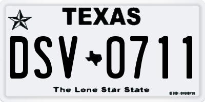 TX license plate DSV0711