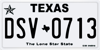 TX license plate DSV0713
