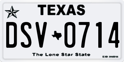 TX license plate DSV0714