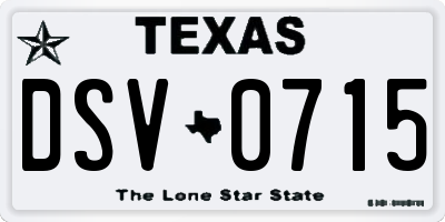 TX license plate DSV0715
