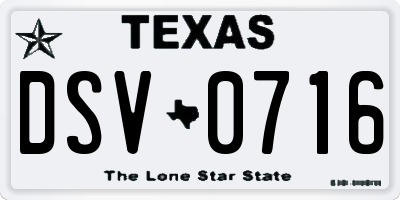 TX license plate DSV0716