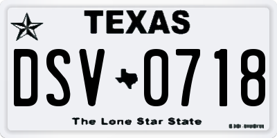 TX license plate DSV0718