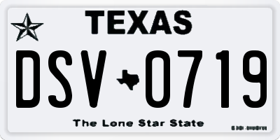 TX license plate DSV0719