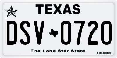 TX license plate DSV0720