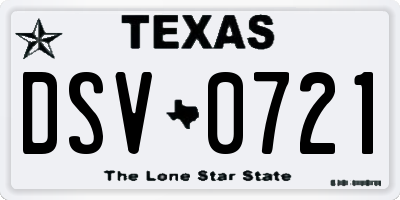 TX license plate DSV0721