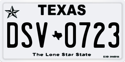 TX license plate DSV0723