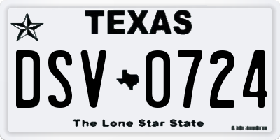 TX license plate DSV0724