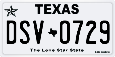 TX license plate DSV0729