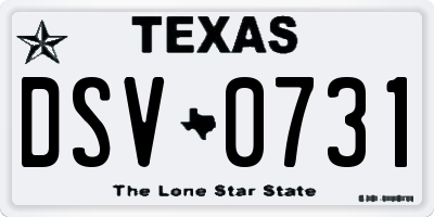 TX license plate DSV0731