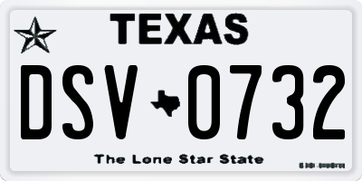 TX license plate DSV0732