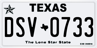 TX license plate DSV0733