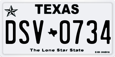 TX license plate DSV0734