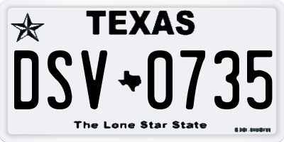 TX license plate DSV0735