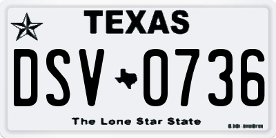 TX license plate DSV0736
