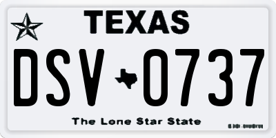 TX license plate DSV0737