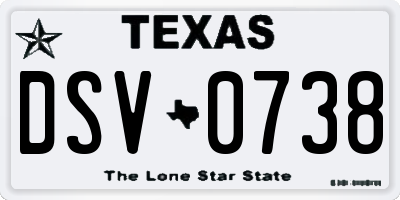 TX license plate DSV0738
