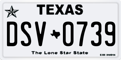 TX license plate DSV0739