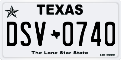 TX license plate DSV0740