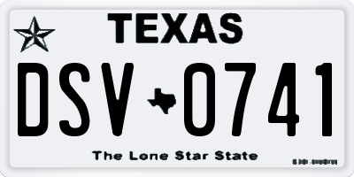 TX license plate DSV0741