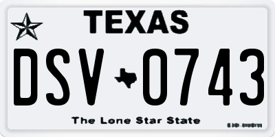 TX license plate DSV0743