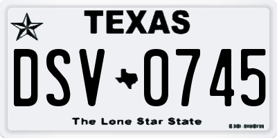 TX license plate DSV0745