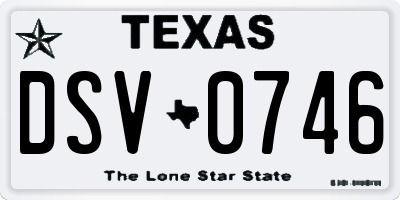TX license plate DSV0746