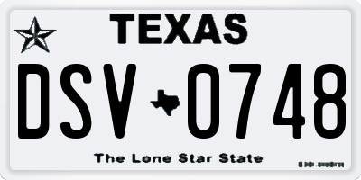 TX license plate DSV0748