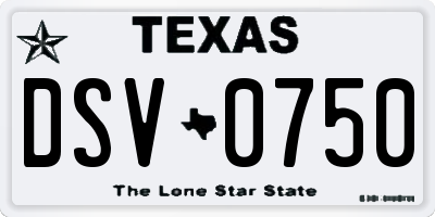 TX license plate DSV0750