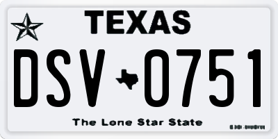 TX license plate DSV0751