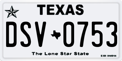 TX license plate DSV0753