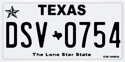 TX license plate DSV0754