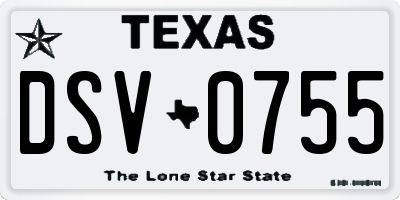 TX license plate DSV0755