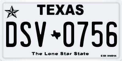 TX license plate DSV0756