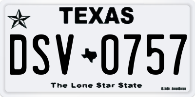 TX license plate DSV0757