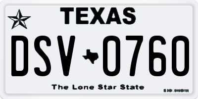 TX license plate DSV0760