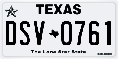 TX license plate DSV0761