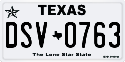 TX license plate DSV0763